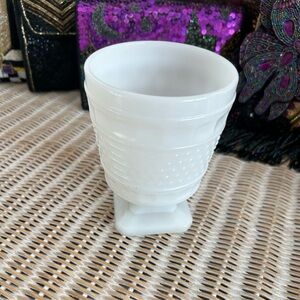 vintage Napco White Milk Glass Hobnail Pedestal Vase Planter